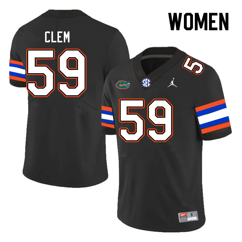 Women #59 Hayden Clem Florida Gators College Football Jerseys Stitched-Black - Click Image to Close